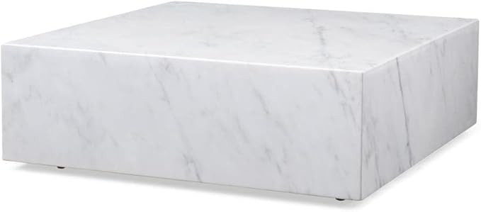 Whiteline Imports Cube Square Coffee Table in High Gloss Black or White Marble with Casters | Amazon (US)