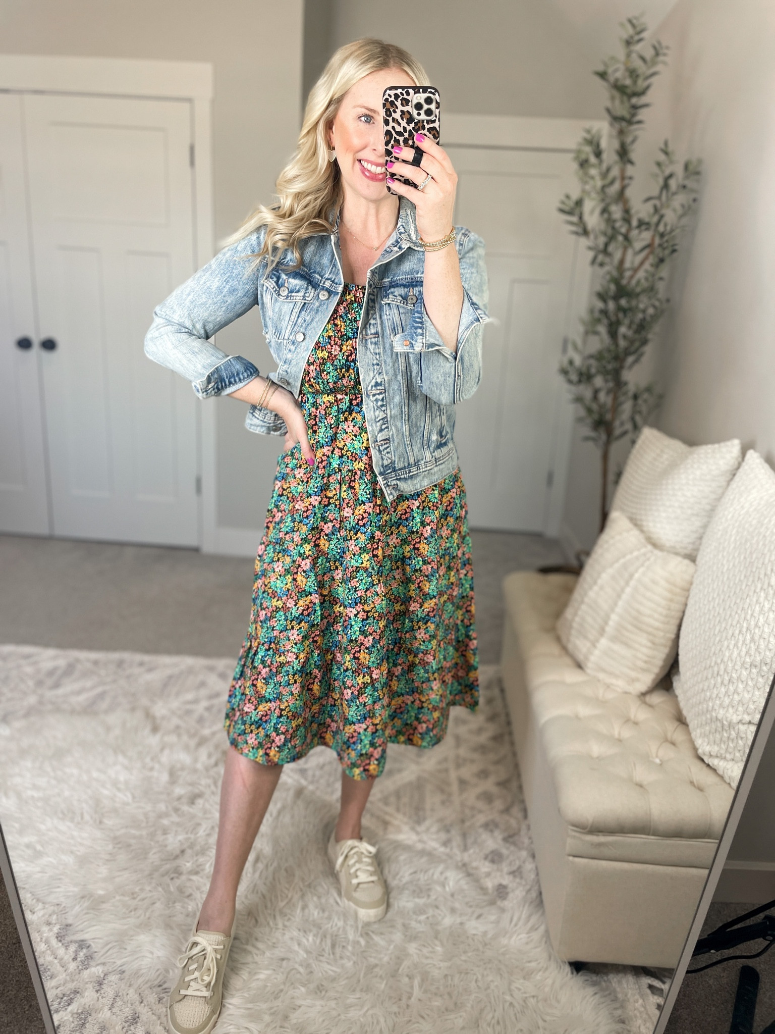 Daily try on, Walmart outfit, Walmart fashion, time and tru, floral midi dress, old navy jean jacket 

#LTKshoecrush #LTKunder50 #LTKstyletip