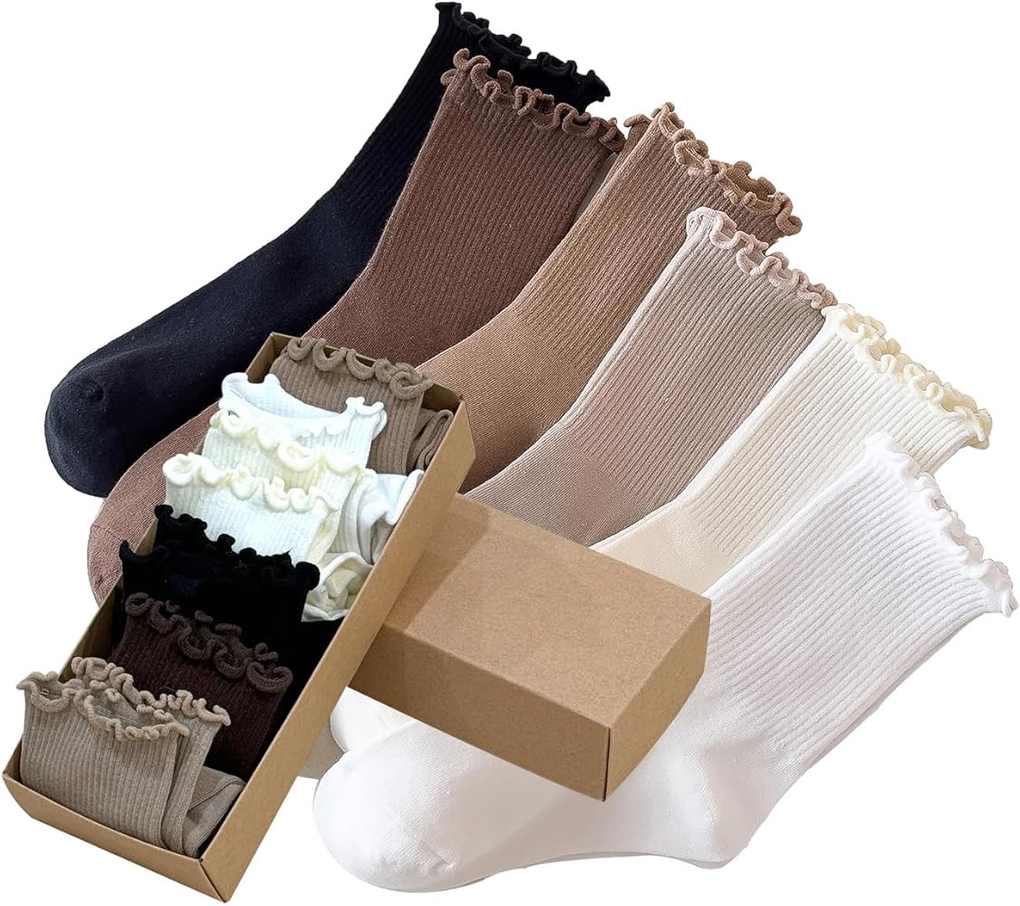 6 Pairs Womens Ruffle Socks Cute Ankle Socks Crew Socks Boot Socks for Women Sizes 5 to 9 | Amazon (CA)