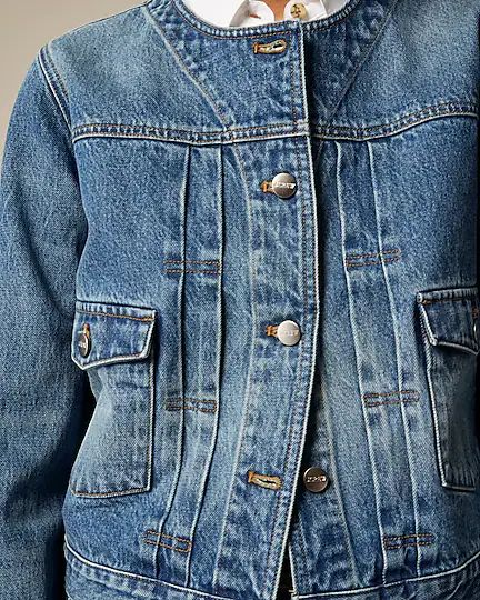 Pleated denim lady jacket | J. Crew US