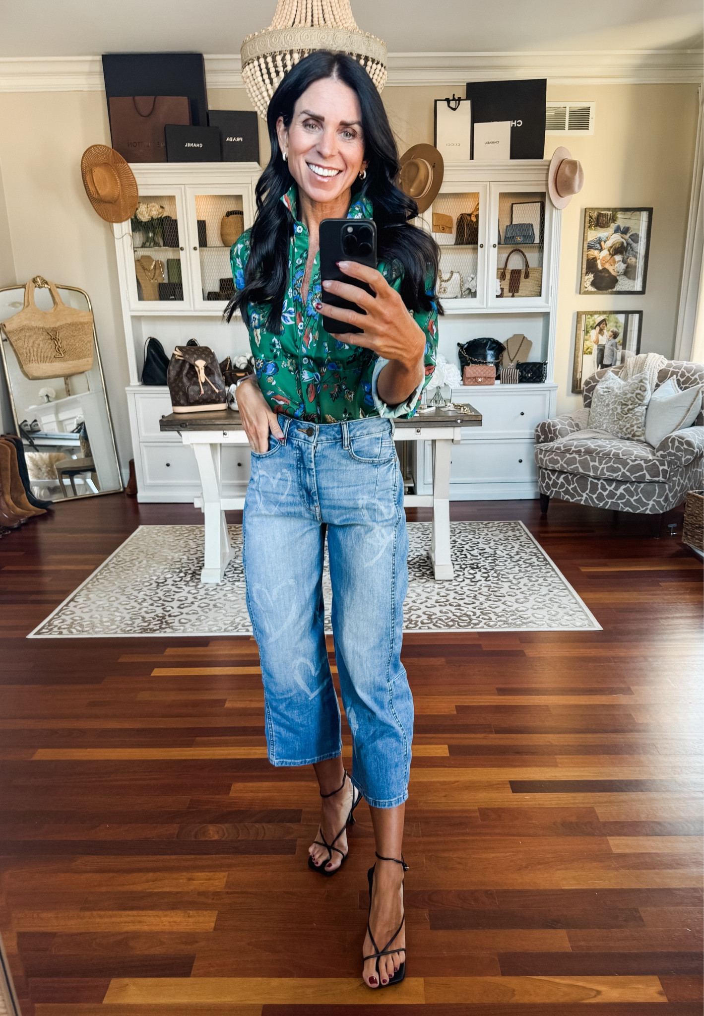 Wearing a small blouse and 24 denim 

#LTKSeasonal #LTKStyleTip #LTKFindsUnder100