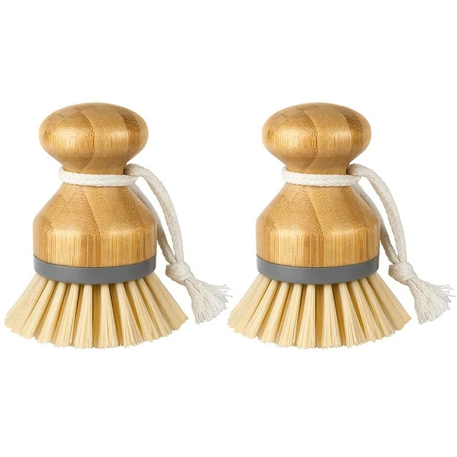 MR.Siga Bamboo Palm Brush, Scrub Brush for Dishes Pots Pans Kitchen Sink Cleaning, Pack of 2 | Walmart (US)
