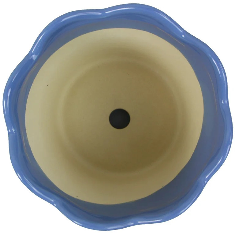 Mainstays 6in Scallop Blue Round Ceramic Planter - Walmart.com | Walmart (US)