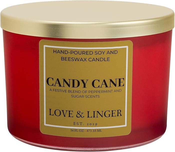 Luxury Peppermint Candle - 16 oz. Large Jar 3 Wick Christmas & Holiday Candle | Amazon (US)