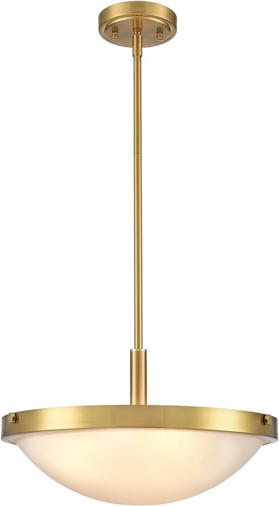 Mid Century Gold Pendant Light 16-Inch 3-Light Milk Glass Pendant Light Fixtures Modern Brass and... | Amazon (US)