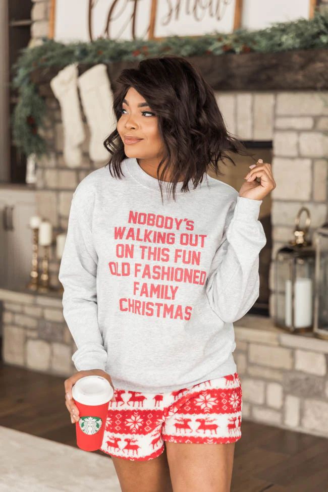 Fun Old Fashioned Family Christmas Graphic Ash Sweatshirt | The Pink Lily Boutique
