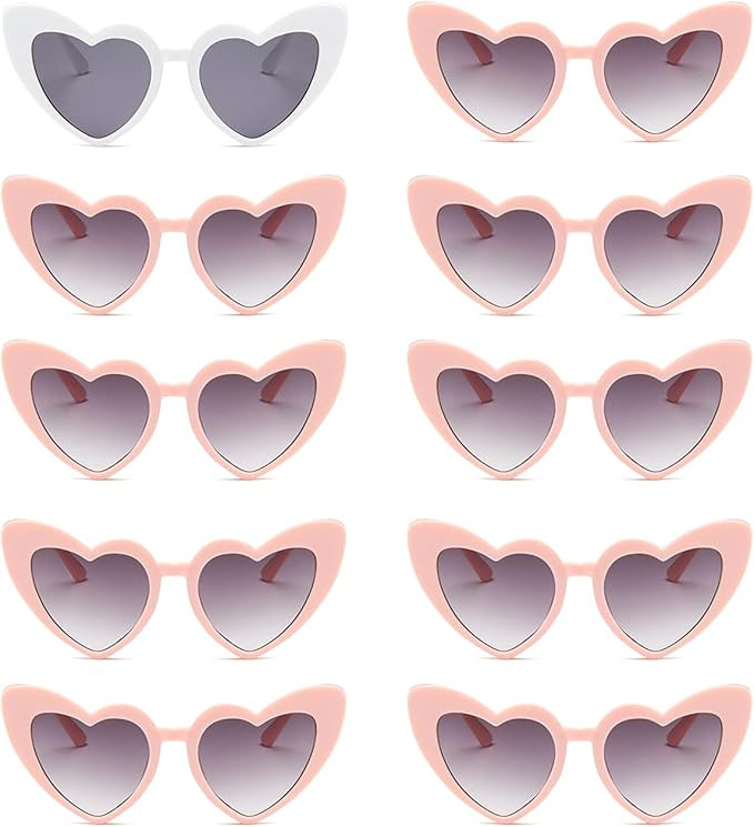 Bachelorette Sunglasses Bride Bridesmaid Sunglasses 10 Pairs Heart Shaped glasses for Women Party... | Amazon (US)