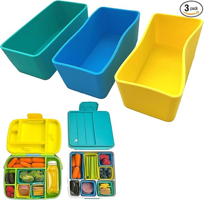 Rectangular Silicone Lunch Box Dividers 3pcs - Bento Box Divider 4"x2"x1.5" - Bento Box Accessori... | Amazon (US)