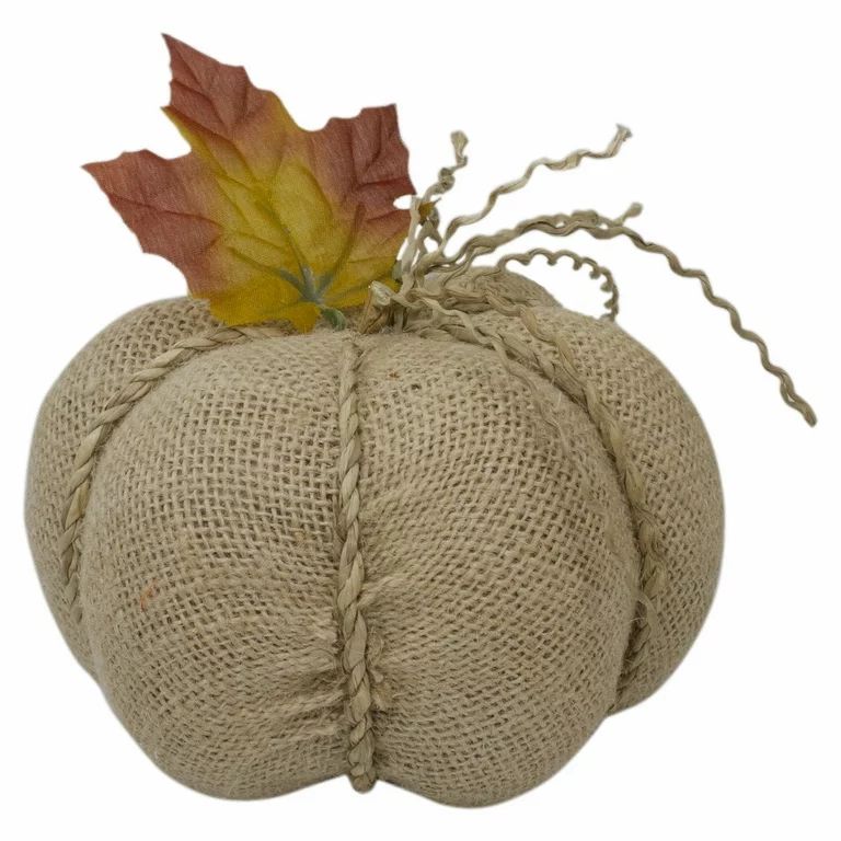 5.5" Beige Burlap Autumn Harvest Table Top Pumpkin | Walmart (US)