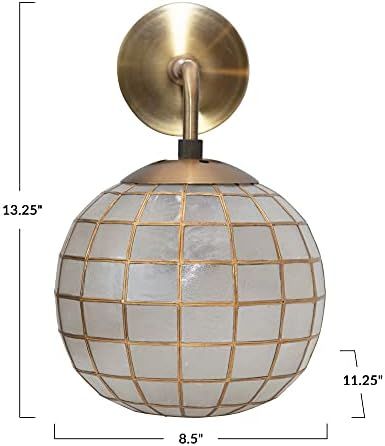 Creative Co-Op DF4647 Metal Princess Capiz Wall Lamp Sconce, Brass | Amazon (US)