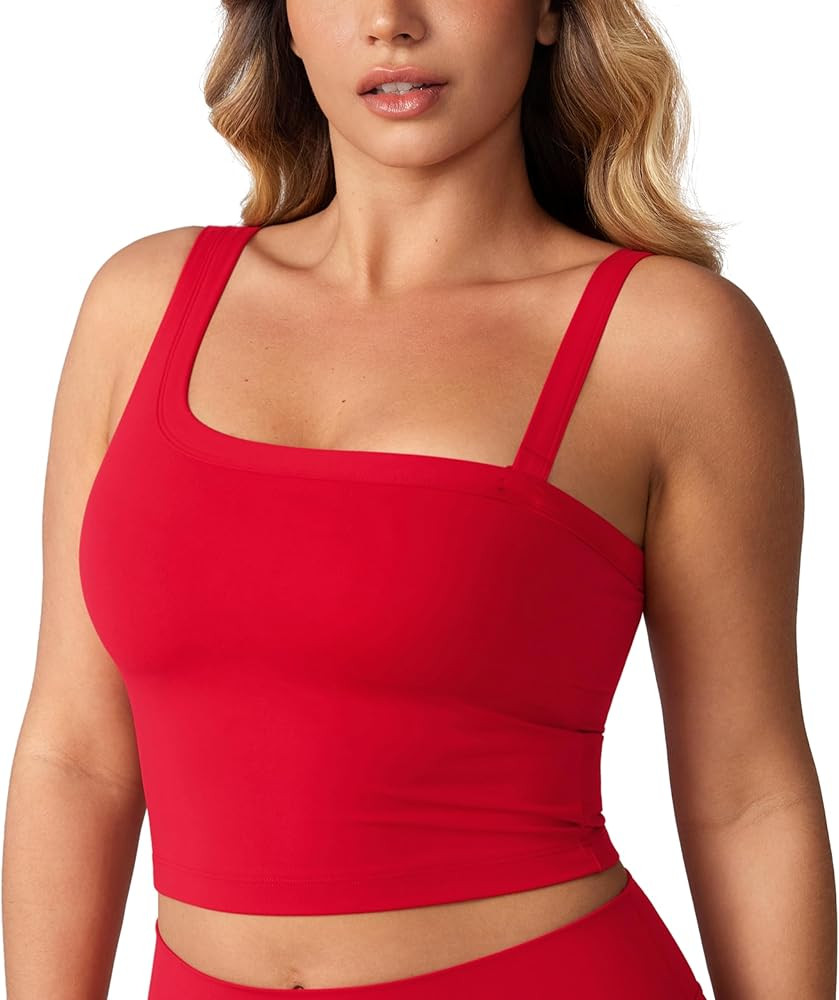 Hugcurve Detachable Shoulder Strap Longline Sports Bra for Women One Shoulder Workout Tank Crop T... | Amazon (US)