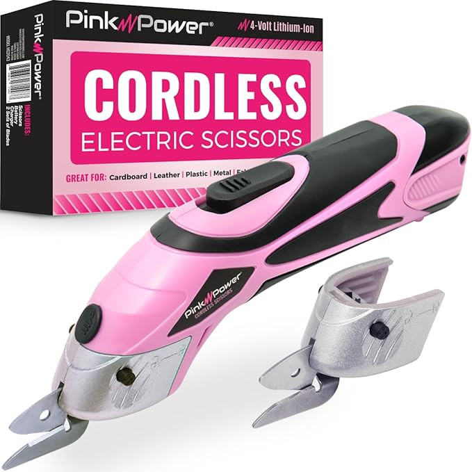 Pink Power Cordless Electric Scissors Fabric Cutter for Crafts, Box, Sewing, Carpet, & Scrapbooki... | Amazon (US)