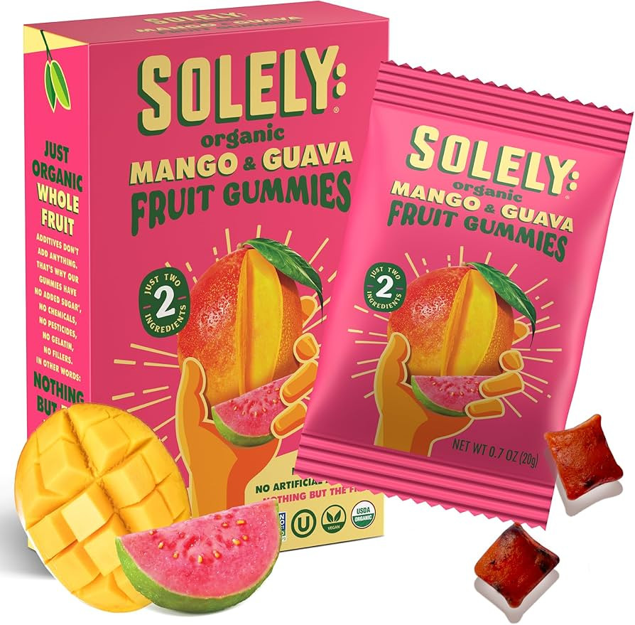 SOLELY - Organic Mango & Guava Whole Fruit Gummies (1 Box, 5 Single Serving Bags per Box) - Real ... | Amazon (US)