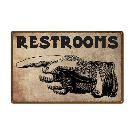 Vintage Pointing Hand Restroom Sign Rustic Metal Sign Restaurant Home Shop Business Wall Art Bathroo | Etsy (US)