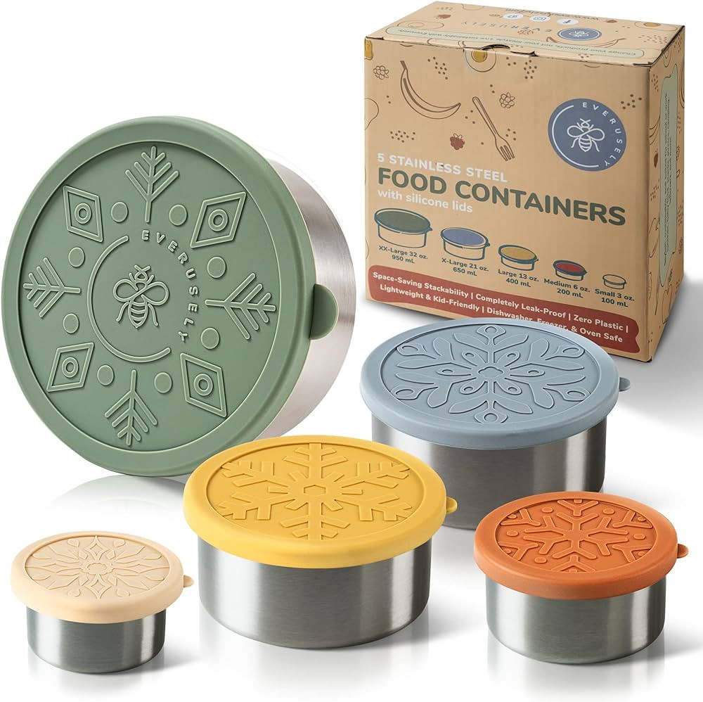 Everusely Stainless Steel Containers with Lids, Leakproof Stainless Steel Food Containers, Nestin... | Amazon (US)