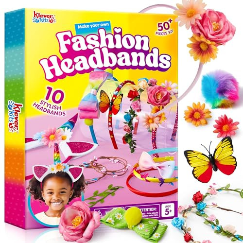 Klever Kits Headband Making Kit for Girls - Make Your Own Fashion Headbands - DIY Hair Accessories Set, DIY Arts and Crafts Gifts for 5 6 7+ Year Old | Amazon (US)