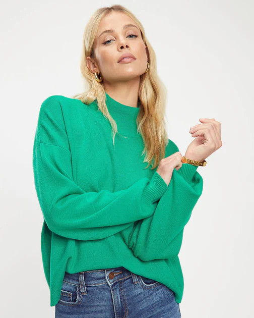 Parkin Mock Neck Knit Sweater - Kelly Green | VICI