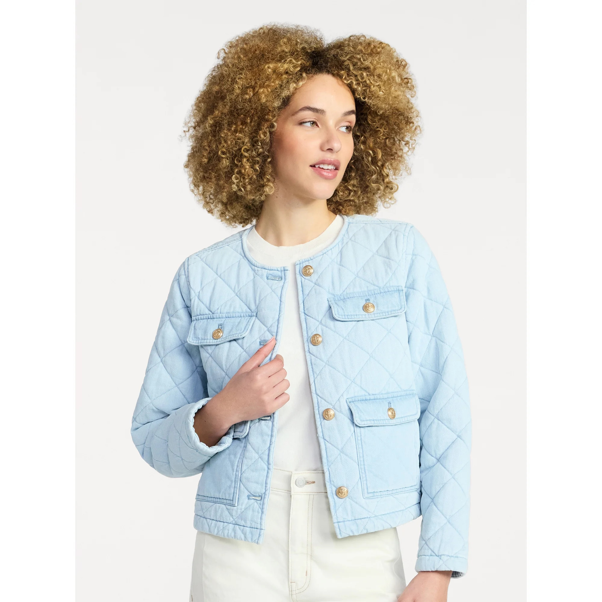 Time and Tru Women's Quilted Cotton Jacket, Sizes XS-XXXL | Walmart (US)