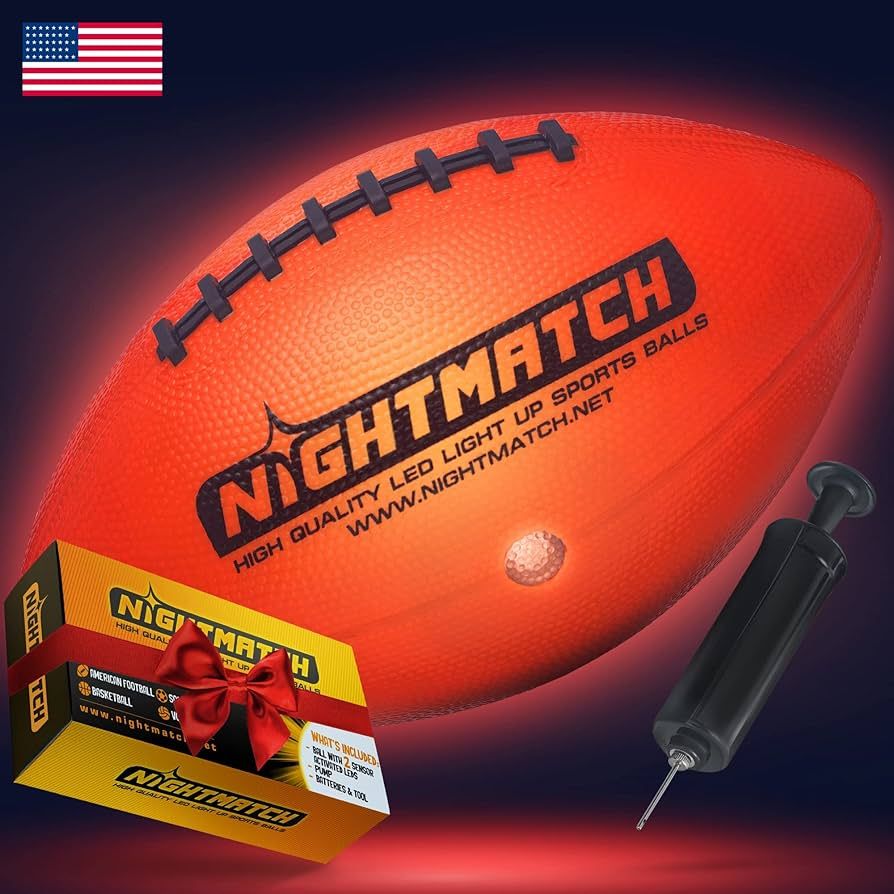NIGHTMATCH Glow in The Dark Football - Ultra Bright Waterproof LED Light Up Football - Pump & Bat... | Amazon (US)