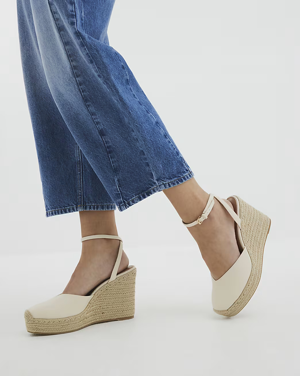 Cream Espadrille Sling Back Wedges | River Island UK & IE