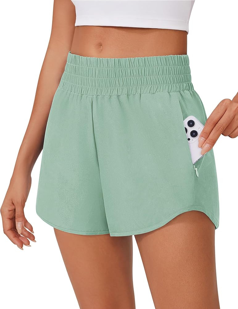 PINSPARK High Waisted Running Shorts for Women 2.5" Mesh Liner Quick Dry Sport Athletic Workout S... | Amazon (US)