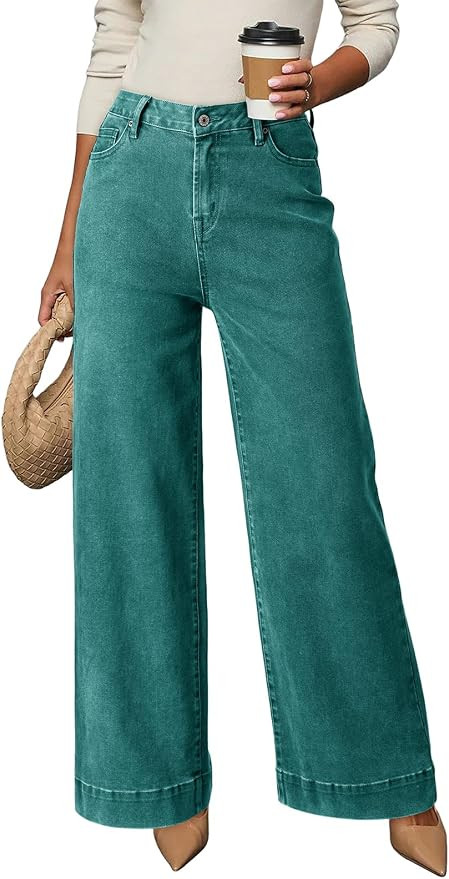 Dokotoo Women's Casual High Waisted Jeans Stretch Wide Leg Loose Denim Pant | Baggy Jeans Women, ... | Amazon (US)