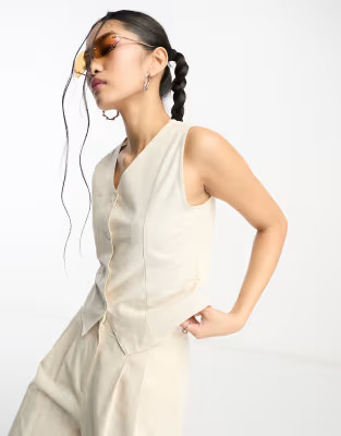 Native Youth relaxed linen waistcoat co-ord in natural | ASOS (Global)