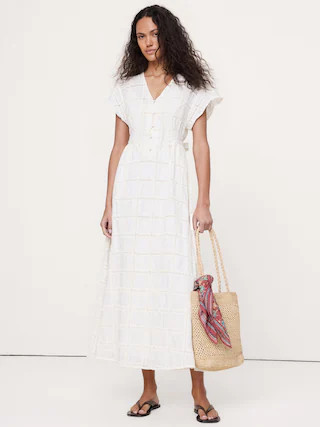 Embroidered Cotton Maxi Dress | Banana Republic (US)