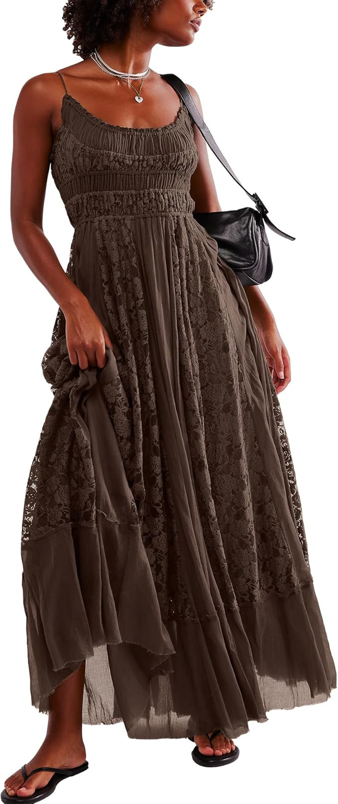 Gacaky Summer Dress for Women Casual Lace Floral Embroidered Bohemian Maxi Dress Flowy A Line Bea... | Amazon (US)