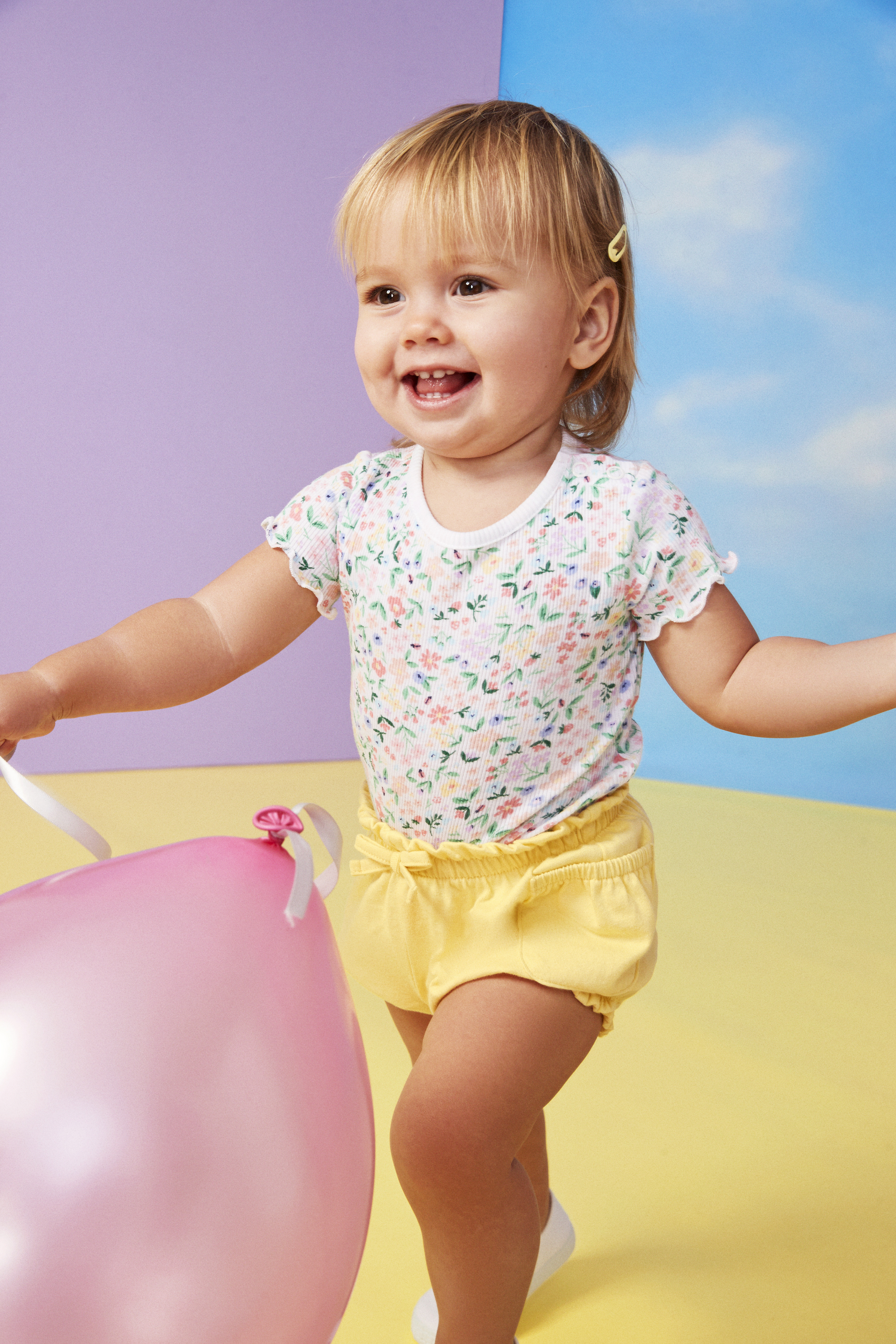 Garanimals Baby Girl Short Sleeve Print Rib Bodysuit, Sizes 0-24 Months | Walmart (US)