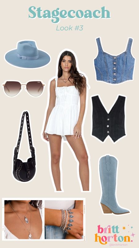 Another look for Stagecoach! You could wear this white dress and sunglasses all summer too! Pairs perfectly with either of these denim vests and these cute cowboy boots and cowboy hat! 

#LTKFestival #LTKfindsunder100 #LTKSeasonal