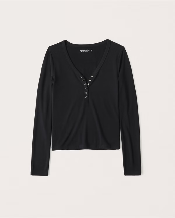 Long-Sleeve Luxe Cozy Henley | Abercrombie & Fitch (US)
