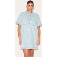 Plus Light Blue Contrast Stitch Denim Shirt Dress | PrettyLittleThing US