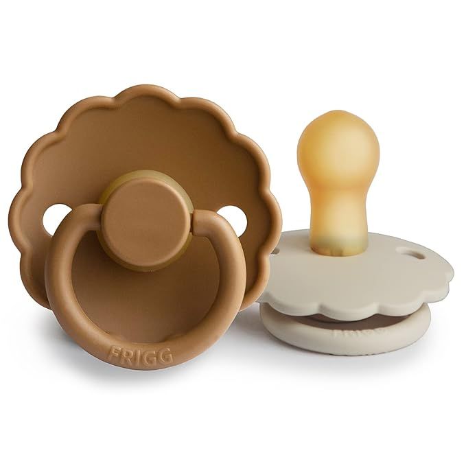 FRIGG Daisy Natural Rubber Baby Pacifier | Made in Denmark | BPA-Free (Cappucino/Cream, 0-6 Month... | Amazon (US)