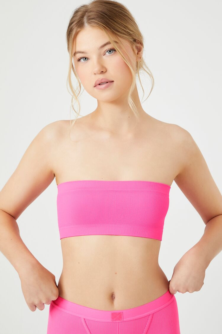 Women's Seamless Bandeau Bra in Pink Small | Forever 21