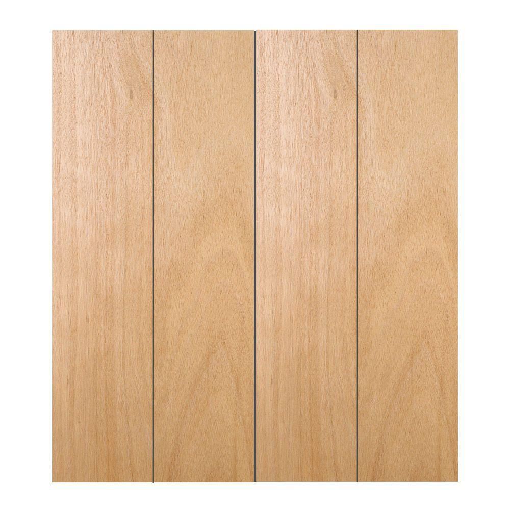 48 in. x 80 in. Unfinished Flush Hardwood Closet Bi-Fold Door | The Home Depot