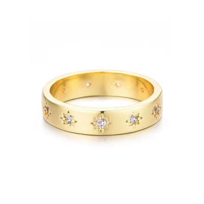 Adornia 14k Gold Plated Stars Band Ring (6) | Target