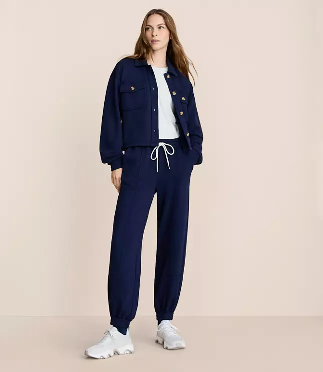 Lou & Grey Striped Cozy Cotton Wide Leg Pants | LOFT