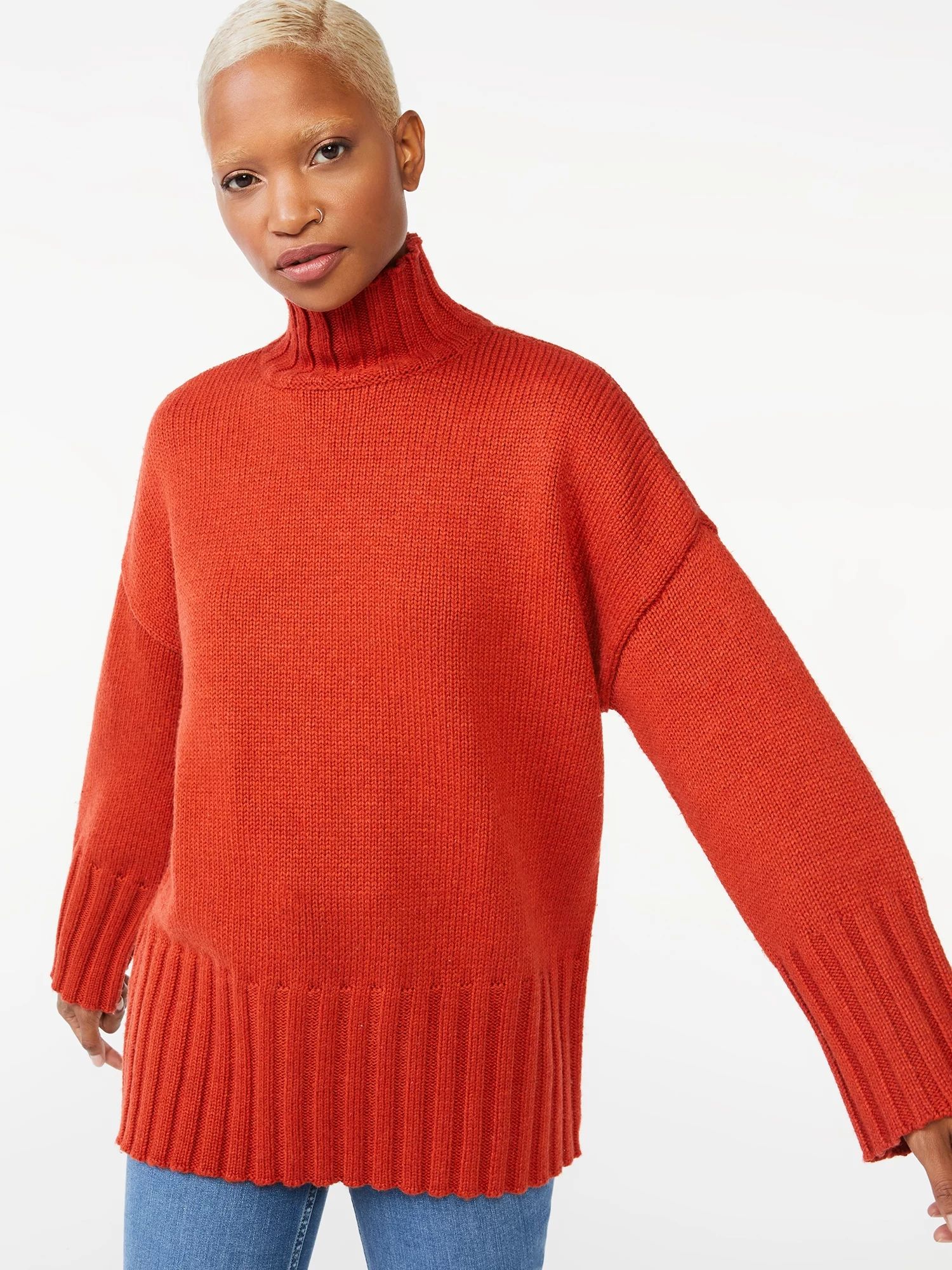 Free Assembly Women's Tall Turtleneck Tunic Sweater - Walmart.com | Walmart (US)
