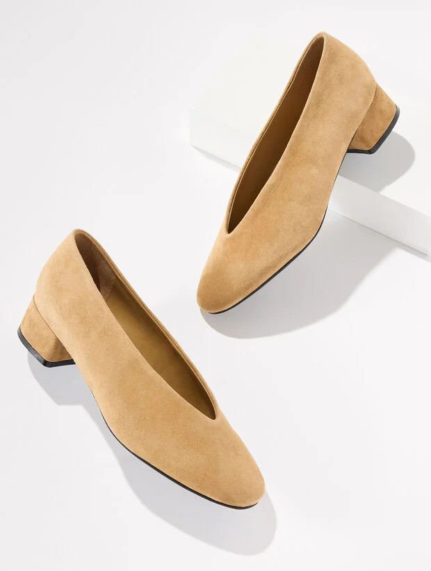 Winona Suede Block Heel Pumps | Talbots