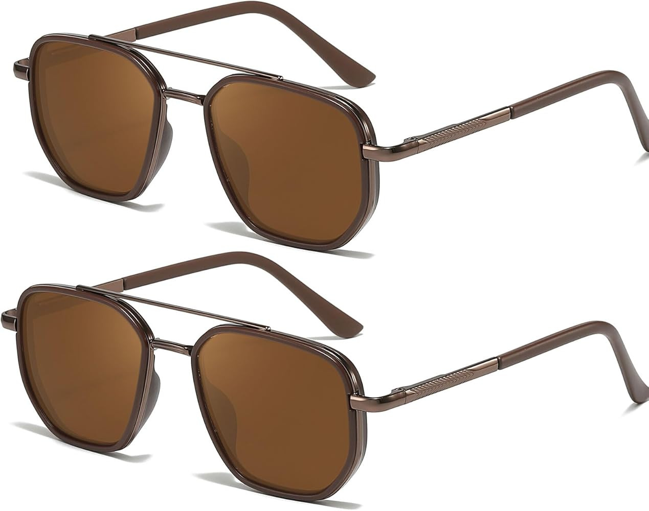 SODQW 2 Pack Tangle Free Aviator Sunglasses for Women Square Frame Sun Glasses for Driving &Trave... | Amazon (US)