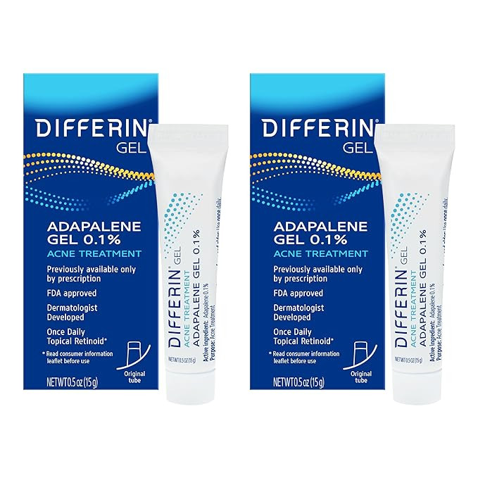 Differin Acne Treatment Gel, 60 Day Supply, Retinoid Treatment for Face with 0.1% Adapalene, Gent... | Amazon (US)