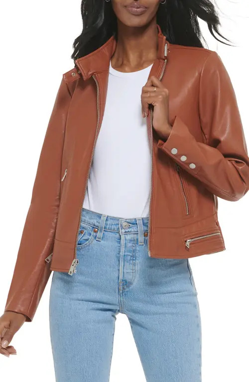 levi's Women's Faux Leather Racer Jacket in Camel at Nordstrom, Size Small | Nordstrom