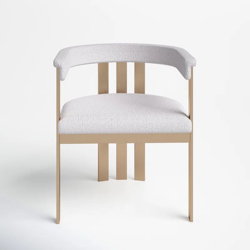 Peppa Slat Back Arm Chair in Beige/Gold | Wayfair North America
