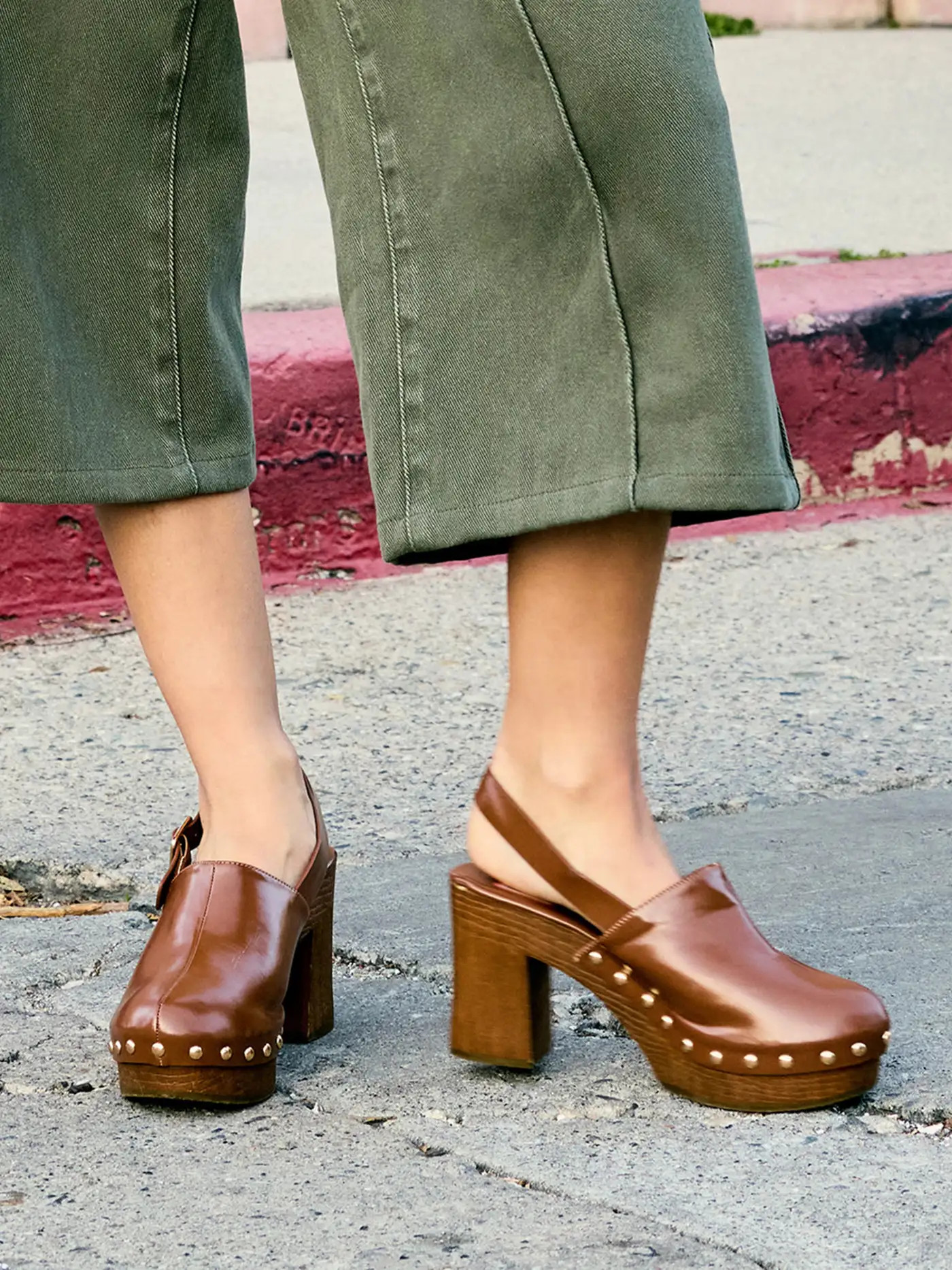BUCKLE STUDDED MULE HEELS For Daily Casual | Cider