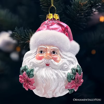 Enchanting Pink Santa Head Glass Ornament, Vintage Christmas Tree Decor| OrnamentallyYou | Target