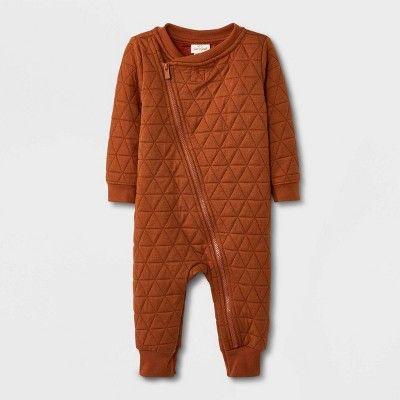 Baby Quilted Moto Romper - Cat & Jack™ Orange | Target