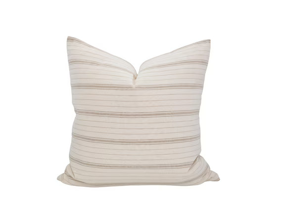 LEX  Cream and Brown Stripe Pillow Cover Warm Neutral Light - Etsy | Etsy (US)
