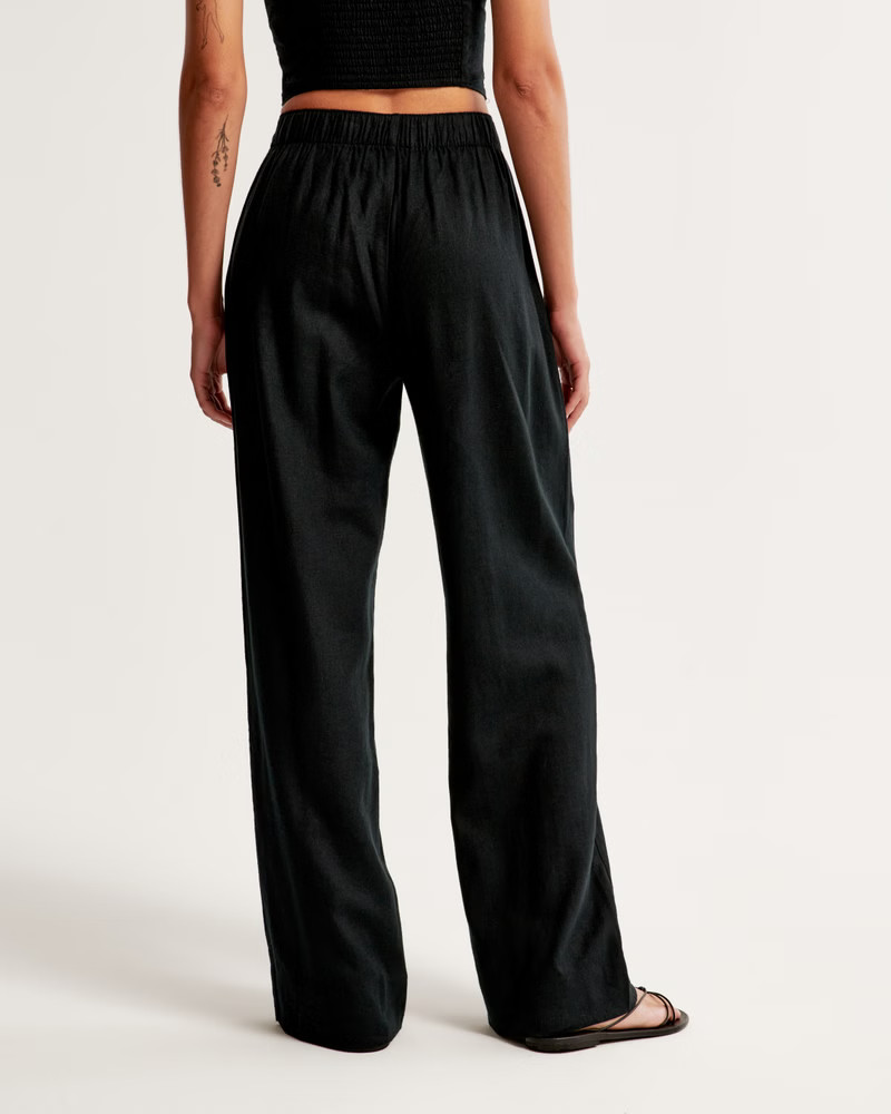 Linen-Blend Pull-On Wide Leg Pant | Abercrombie & Fitch (US)