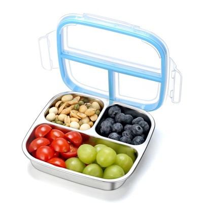 Narwey Stainless Steel Snack Containers, 3 Compartments Reusable on and go Bento Box | Target